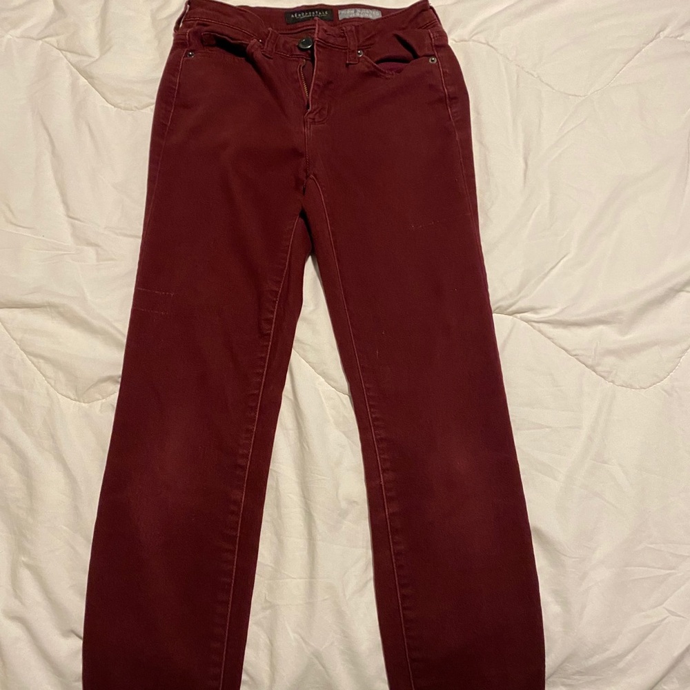 Maroon high rise jeggings